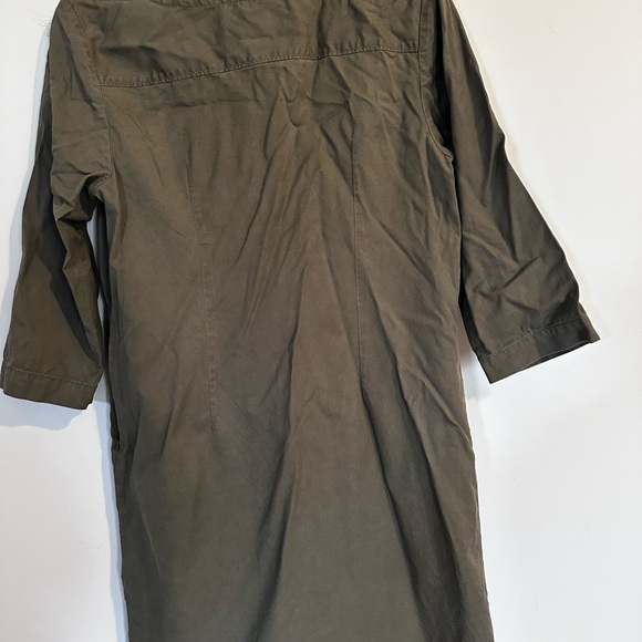 Talbots Olive Green Military Lace up Front 3/4 Sleeve Shirt Dress Size 10 - Picture 2 of 3